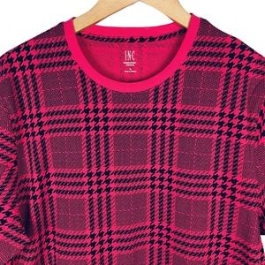 Men's Glen Plaid Print Short Sleeve T-Shirt Pink Black